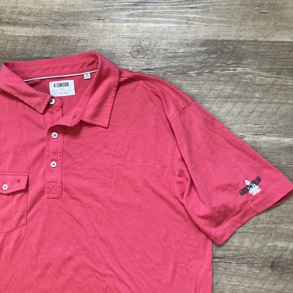 Linksoul Other - Linksoul Mens XL Luxury Cotton Polo Shirt Coral Pink Arrowhead Golf Short Sleeve